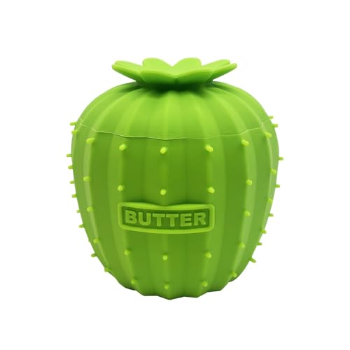 Supvox® Silicone French Butter Crock with Lid for Countertop for Spreadable Soft Butter, Container Holder with a Water Seal, Housewarming Gift, Kitchen and Home Decor-LightGreen