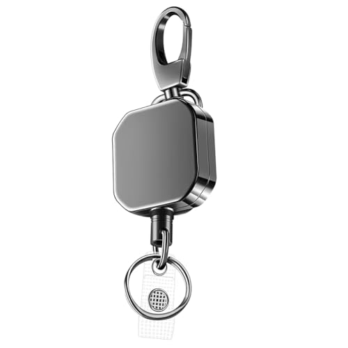 ZORBES Heavy Duty Zinc Alloy Retractable Keychain, ID Badge Holder Metal Carabiner Keychain with 26.7