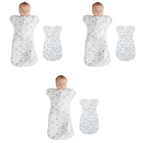 SNOWIE SOFT® Baby Swaddles for Newborns 100% Cotton Swaddle Wrap Arms Up Sleeping Blanket Zipping Sleeping Bag Sleep Sacks for Startle Reflex 0-6 Months 3 PCS