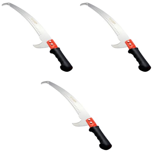 Optifit® 40cm Hand Saw for Sawing Branches, Trimming Extra Branches, Professional Heavy Duty Mn Steel Pruning Saw with Double Action Teeth, Can be External Rod, Rust Resistance 3 PCS