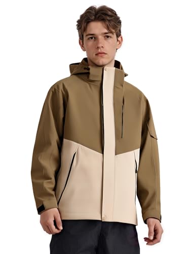 Venzina® Men's Mountain Style Lightweight Jacket, Breathable Windbreaker & Water-Repellent Coat with Reflective Sleeves for Hiking Cycling, Grey-M