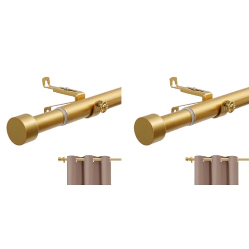 HASTHIP® Golden Curtain Rod for Windows 32-84 Inch Retractable Pipe Assembly Wall Mount Universal Rod 2PCS