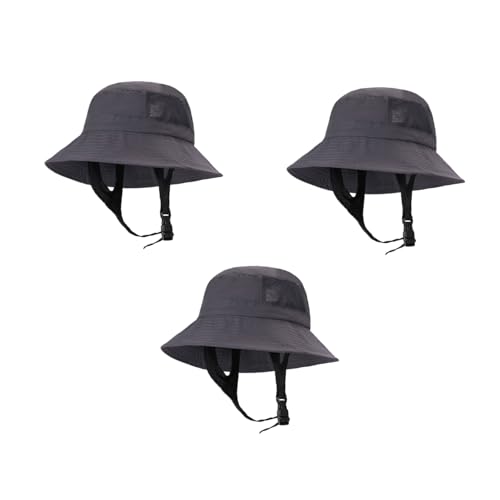 GUSTAVE® UPF 50 Sun Hat Bucket for Men Women Breathable Mesh Quick-Dry Lightweight Adjustable Chin Buckle Packable Travel Surfing Hiking Beach Outdoor Adventures 3 PCS Dark Gray