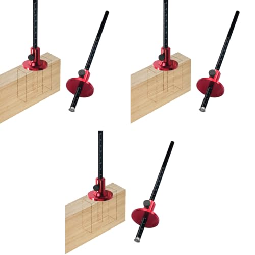 Serplex® Wheel Marking Gauge Woodworking Mortise Tool Adjustable Laser Etched Multifunctional for Tenon Groove Layouts 3 PCS