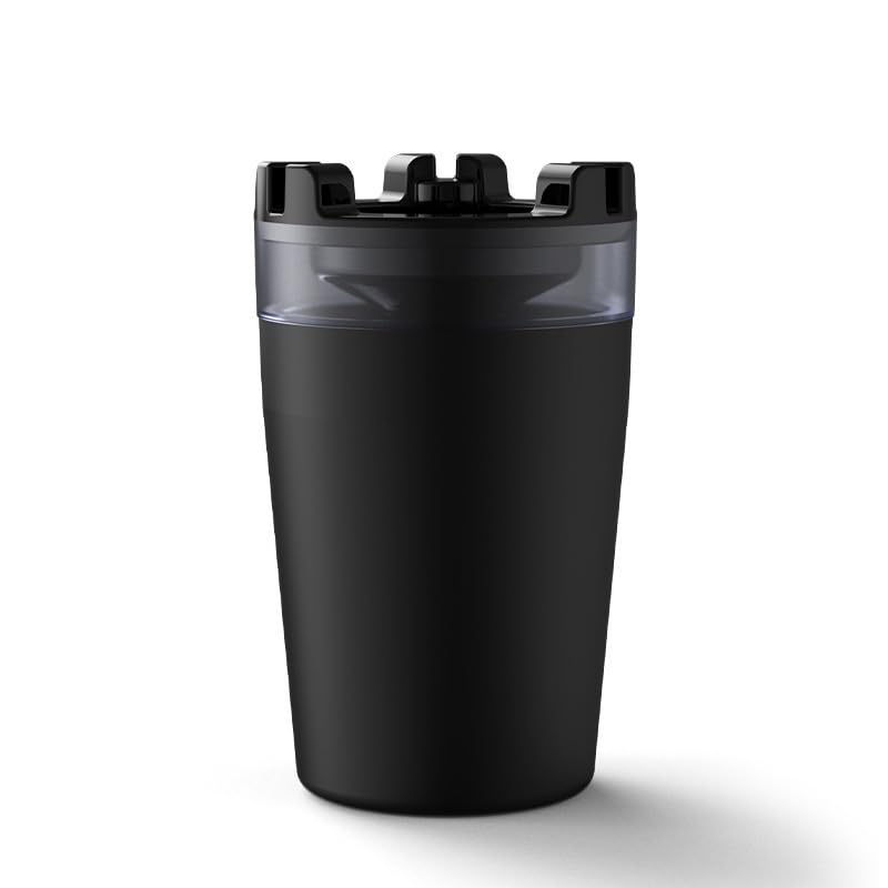 ZIBUYU® Portable Car Ashtray with Water Tank, Smell-Proof & Windproof, Fits Most Cup Holders, Quick-Cigarette-Extinguish, Detachable, ABS Material, 13x7.5x6cm, Black, Ideal for Car/Home/Office Use