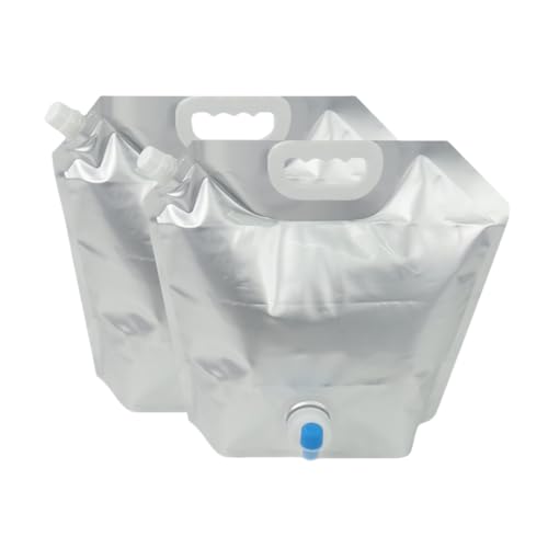 Proberos® 5L Camping Water Bags Water Dispenser Bags with Handle & Valve Food-grade Aluminum Foil Water Bag Fresh Beverages Bag Refillable Leakingproof Collapsible Water Bags, 2Pcs