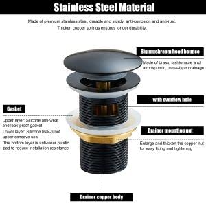 ELEPHANTBOAT Waste Coupling for Wash Basin with 4.2cm Pop Up Plug | Black Stainless Steel