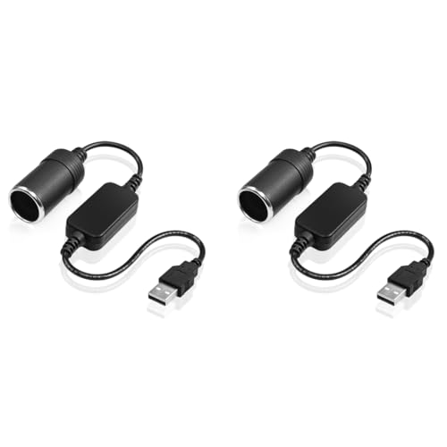 STHIRA® 12V Car Cigarette Lighter Socket Adapter Converter 5V USB to 12V 8W Output Car Socket to Plug Adapter Compact & Durable USB Cigarette Lighter with Built-In Protection (12W Max) 2 PCS