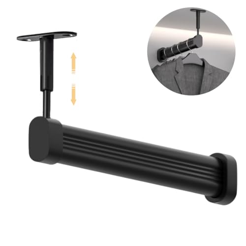 HASTHIP® Heavy Duty Aluminum Closet Rod, Hanging Clothes Pole with Bracket & Screws-L-Shape