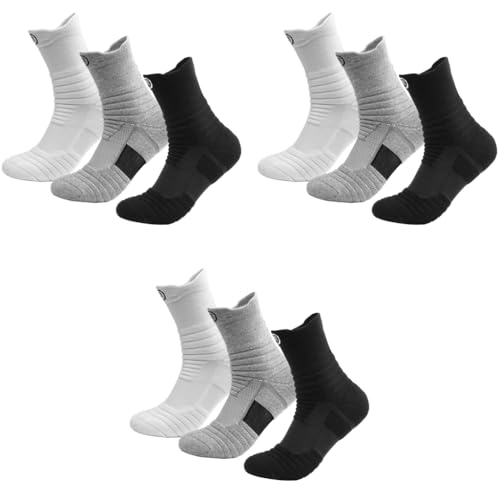 Proberos® 3 Pairs Professional Sport Socks for Men, Breathable Cricket Socks, Anti-Slip Sole Design, Towel Cushioning Athletic Sports for Basketball, Football, Running, Cycling, Workout 3 PCS
