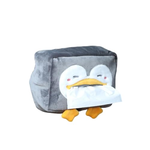 ZIBUYU® Car Tissue Paper Holder, Cartoon Penguin Tissue Paper Box for Car Multi-Functional Elastic Buckle&Back Zipper Car Accessories 2025 Portable Interior Decoration (Grey)