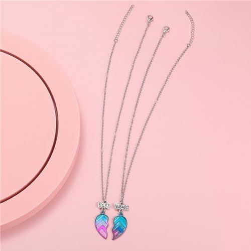 ZIBUYU® 2 Pcs Friendship Necklace Magnetic Half Heart Pendant Best Friend Necklace Set for Besties, Best Friends, Girls Gift, Sisters (Blue)