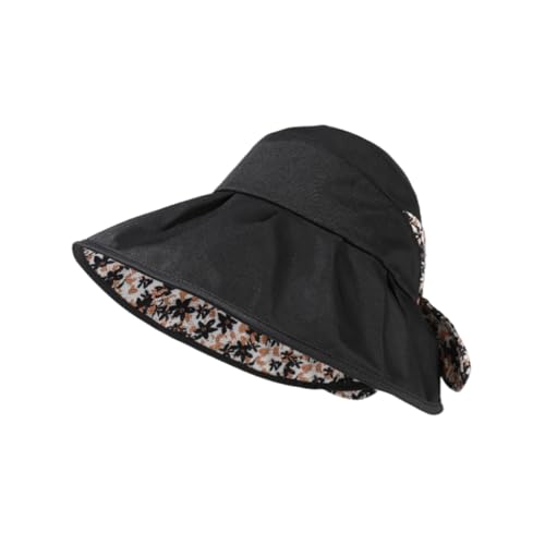 SANNIDHI® UPF 50+ Sun Hat for Women Ultra Wide Brim Hat for Women Fashion Floral Print Outdoor Beach Hat Back Bowknot Women Hat Tie, Breathable Lightweight Packable Travel Hat