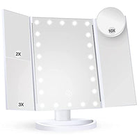 MAYCREATE® LED Makeup Mirror 3-Sided Vanity Mirror Fold-up Makeup Mirror with 1X 2X 3X 10X Magnifying, Touch Button Control, USB/Battery Powered LED Makeup Mirror