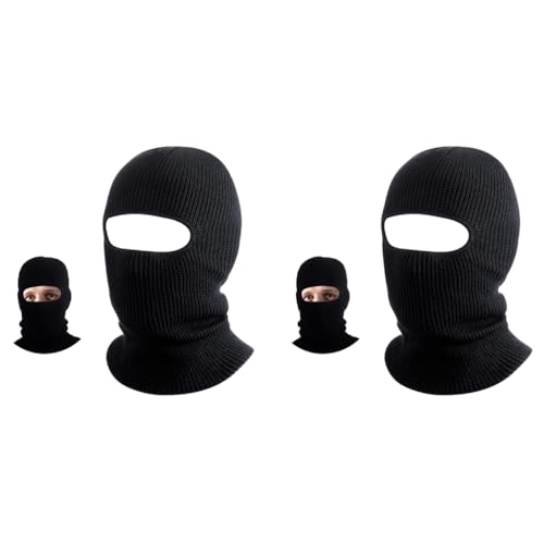 Proberos® Knitted Balaclava Face Mask Neck Gaiter Warm Full Ski Mask for Men Women Breathable Motorcycle Running Riding Black 2PCS