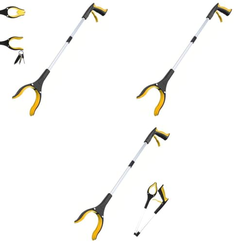 HASTHIP® 32.6 Inch Convenient Grabber Reacher Tool with Magnet Foldable Pickup Garbage Trash Picker for Litter 80CM Claw Extender Gripper Pick Up Assistive Device for Elderly 3 PCS