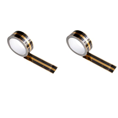 HASTHIP® 2PCS 5M Black Golden Floor Tiles Stickers,Waterproof Tile Gap Tape,PVC Self Adhesive Tape Ceramic Tile Gap for Detailing Walls Floor Cabinetry (2.5CM Width *5M Long)
