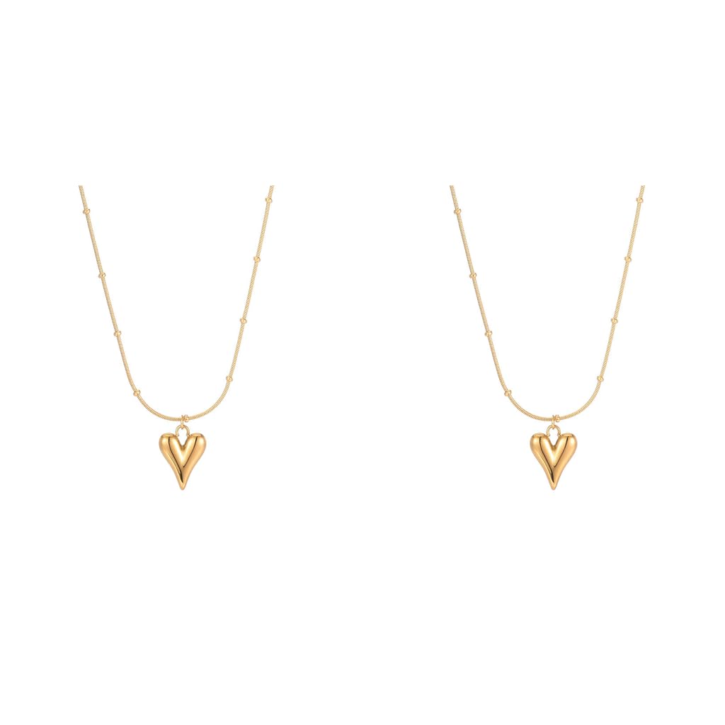 ZIBUYU Golden Heart Necklace for Women featuring Slim Chain Pendant | Y2K Style Gift Set 2PCS