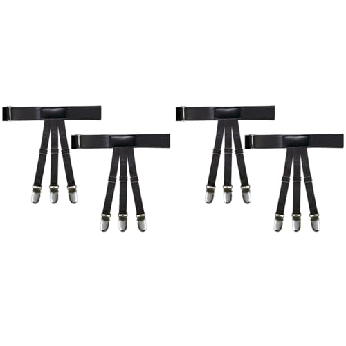 GUSTAVE® 4Pcs Shirt Stays for Men Formal Adjustable Shirt Tucker Belt with Elastic Adjustable Garters Holder Suit Accessories Stays Suspender Belt for Man