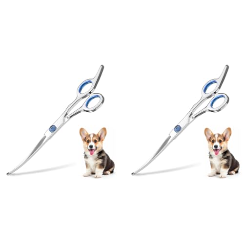 ZIBUYU® Dog Grooming Scissors Pet Products 6 inches Round Tips Shears for Cat Face Paw Hair Trimming Right Left Handed Stainless Steel 2PCS