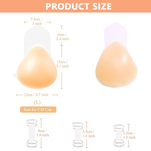 MAYCREATE® Nipple Cover Reusable for Women, Adhesive Bra Strapless Sticky Push Up Silicone Reusable Invisible Lifting Bra for Women with Nipple Covers, C/D Cups