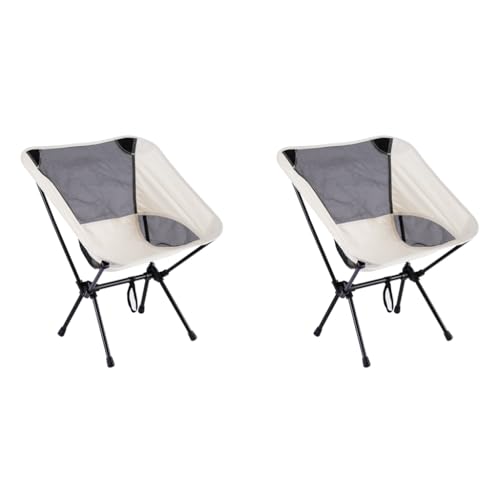 Proberos® Portable Folding Camping Chair Outdoor with Carry Bag 600D Oxford Cloth Max 300 Lbs Weight Capacity Breathable for Fishing White 2 PCS