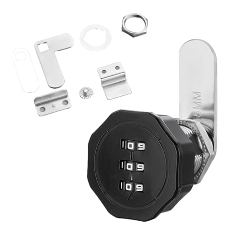 HASTHIP® Zinc Alloy Keyless 3-Digit Password File Cabinet Lock Cylinder Chrome Finish Security Lock with Screw for Drawer Cupboard