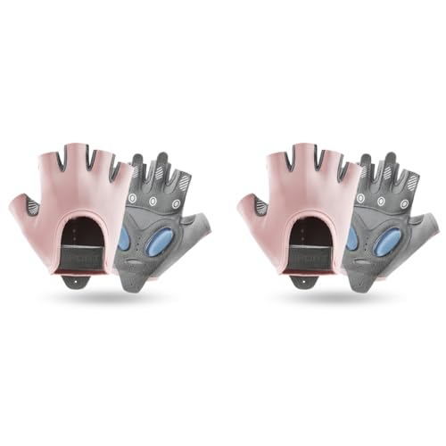 Proberos® 2 Pairs Women Workout Gloves Crossfit Gym with Anti Slip Silicone Pad Palm Design Compression Fitness Summer Breathable Fingerless Size M