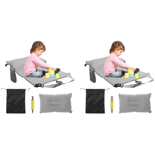 SNOWIE SOFT® 30.7x18.9 Seat Footrest for Kids Travel Sleeping Bed Inflatable Pillow Packable Extender Storage Pouch Air Pump Essentials Flight Accessories 2 PCS