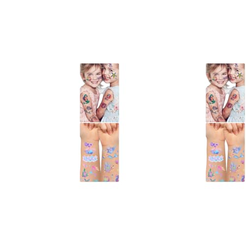 MAYCREATE® 12 Sheet Tattoo Sticker for Kids Girls Cartoon Mermaid Unicorn Temporary Tattoo Waterproof Glitter Tattoo Stickers for Hands Face Arm Band Fake Tattoos for Party Favors Supplies 2 PCS