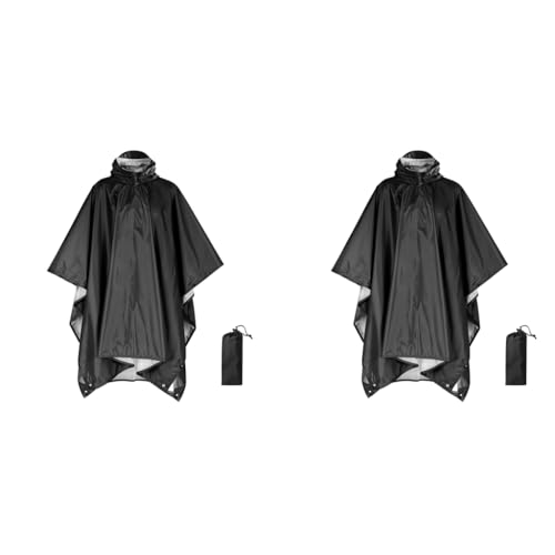 GUSTAVE® Adult Rain Coat 3 in 1 Raincoat with Sun Shade Canopy Hooded Riding Poncho Full Cover Design Windproof Camping Gear Storage Bag Outdoor Travel Accessory 2PCS