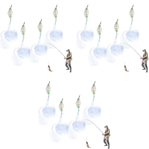 Proberos® Spring Feeder Fishing Hook Net Trap Glow in The Dark Bait Holder with Nylon Hooks Cage Pack of 4 3PCS
