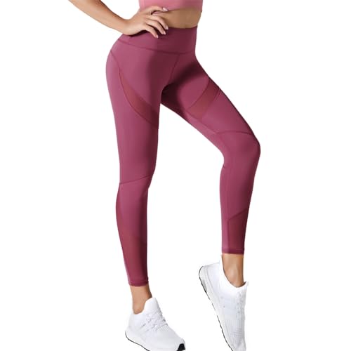PALAY Gym Leggings for Women Ankle Length High Waist Yoga Pants Stretchable Tights Slim Fit Soft Gym Pants Sport Active Wear Leggings Clothes for Workout Athletic - (Pink, XL)