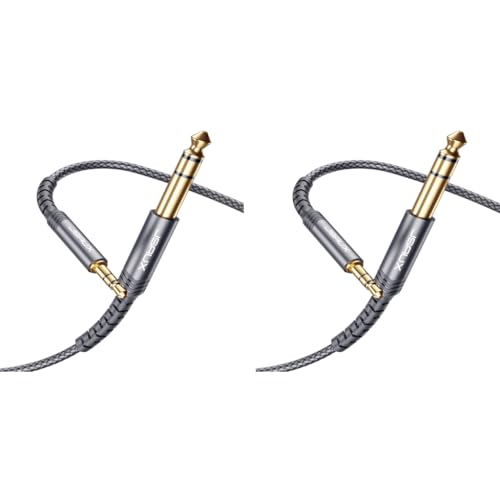 JSAUX® 3.5mm to 6.35mm Stereo Audio Cable 3.9FT 1/4 Inch Male to 1/8 Inch Male TRS Bidirectional Jack for Guitar iPod Laptop Home Theater Devices Speaker Amplifiers 2PCS