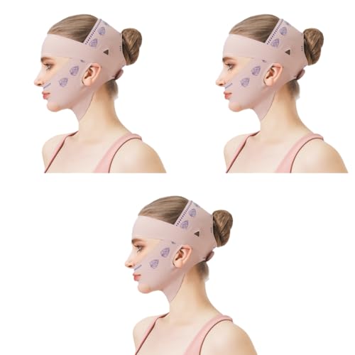MAYCREATE® V Line Face Lifting Mask, Double Chin Reducer Jaw Line Shaper, Face Toning Belts, Lifting and Firming Compression Strap for Sleeping Anti-wrinkle Skin Tightening Belt for Slim Lift 3 PCS