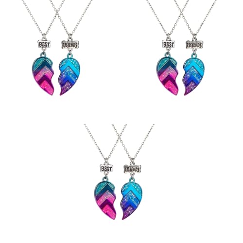 Venzina® Best Friends Necklace For Girls And Women Half Heart Pendant Matching Friendship Set Jewellery Birthday Gift Sisters 6PCS