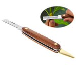 HASTHIP® Grafting Cutter for Plants with Dual Blade, Stainless Steel Grafting Tool for Organic Fruits Tree, Foldable Bud Shoot Tool Pruning Cutter with Wooden Handle