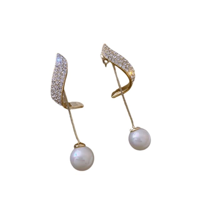 ZIBUYU® Vintage Pearl Dangle Earrings Women Jewelry Earrings, Sparkling Rhinestone Pearl Drop Earrings, Fashion Dainty Acrylic Pearl Earrings for Daily, Special Evenings