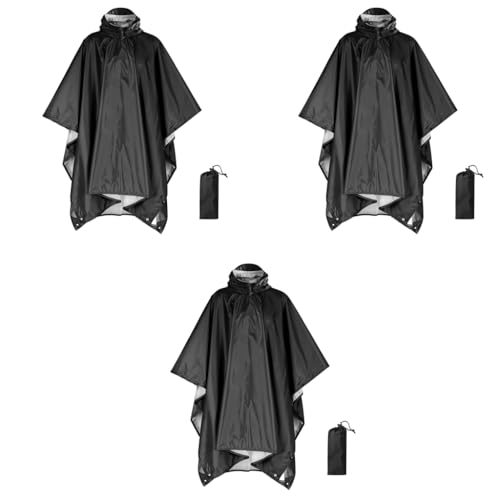 GUSTAVE® Adult Rain Coat 3 in 1 Raincoat with Sun Shade Canopy Hooded Riding Poncho Full Cover Design Windproof Camping Gear with Storage Bag Outdoor Travel Accessory 3PCS