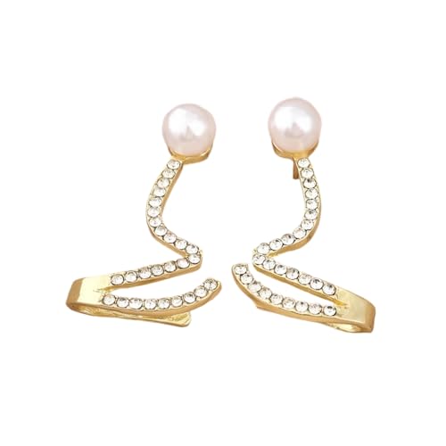 ZIBUYU® Pearl Climber Earrings with Cubic Zirconia and Pearls, Gold Ear Cuff Statement Earrings for Women Elegant Jewelry for Weddings, Gifts, and Special Occasions