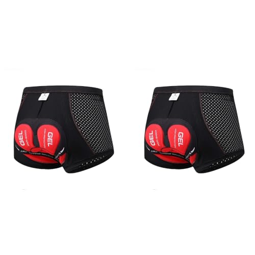 Proberos® Cotton Cycling Shorts for Men Women with 3D Gel Sillicone Foam Padded Underwear Anti-Slip Leg Grips Sweat Resistant Bike Black 2PCS