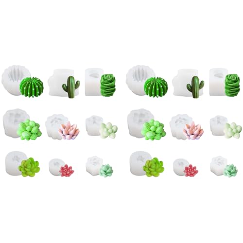 HASTHIP® 18PCS Succulent Silicone Molds 9 Styles DIY Resin Desk Decor Gift