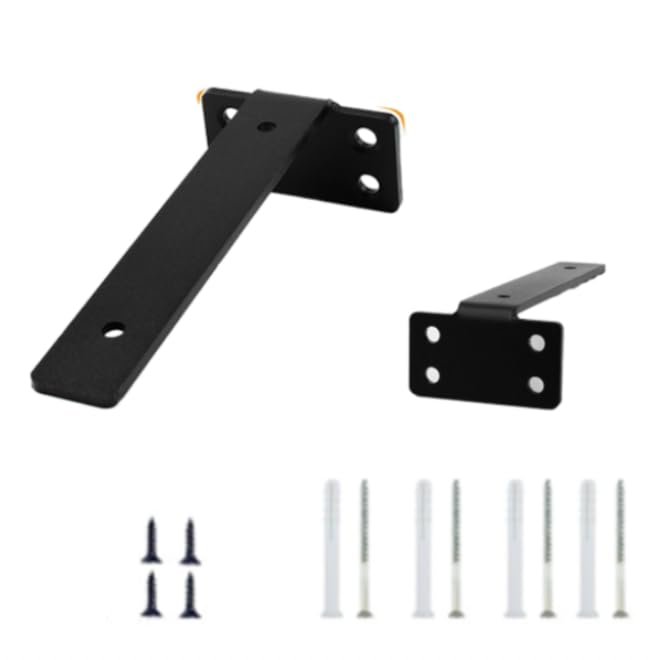 ZIBUYU Shelf Bracket for Wall Mounted Shelves with Hidden Support Design and 150 lbs Capacity | Rust Resistant Black Metal 6 in Set