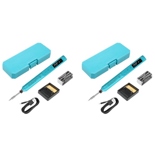 Serplex® USB Cordless Soldering Iron Pen Kit 12W LCD Electric 200-450°C Temperature Adjustment Quick Pre Heat Portable with Stand Tool Box 2PCS