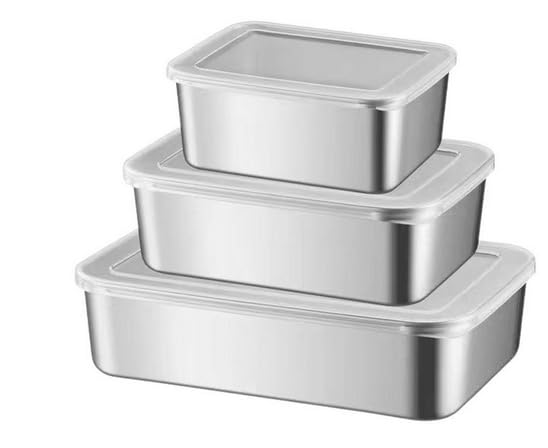 HASTHIP® 3Pcs Stainless Steel Food Containers with Clear Lids, 650ml/1100ml/1700ml Fresh Food Boxes for Freezer, Outdoor Freshness Seal Box Refrigerator Food Containers for Fruits, Deli, Condiments