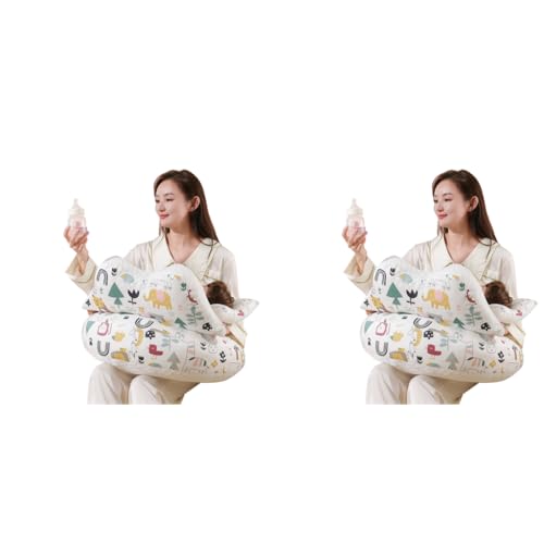 SNOWIE SOFT® Baby Feeding Pillow for Breastfeeding Nursing with Infant Support Cushion Multi-Purpose Pad Removable Neck Belt Mom Skin Friendly Fabric Polyester Cotton 2 PCS