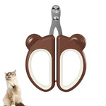 Qpets® Cat Nail Cutter, Cute Brown Bear Design Dog Cat Nail Clippers, Stainless Steel Nail Cutter PP Handle Dog Nail Grinder Pet Nail Trimmer for Dogs Cats