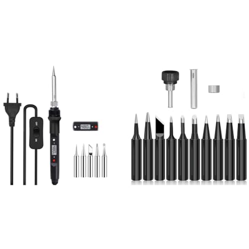 Serplex® 80W Soldering Iron Kit with LCD, 5 Tips, 10 Extra Replacement Tips, Temp Adjustable 200-500°C, Welding Tools for DIY, Repair, Crafts, Electronics, Scrapbooking, Journaling