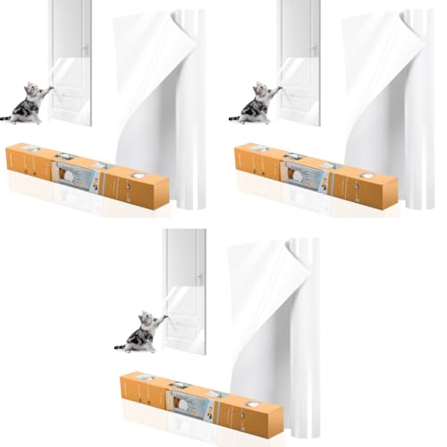 Qpets® Cat Scratcher Tape Leather Couch Protector Sticker Cut-to-Fit Transparent Anti-Scratch Residue-Free Adhesion Invisible Pet Sofa Shield for Cats and Dogs 45x300cm 3PCS