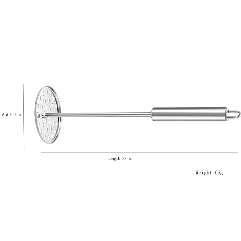 ZIBUYU Potato Masher for Kitchen with Comfortable Grip and Perforated Stainless Steel Head